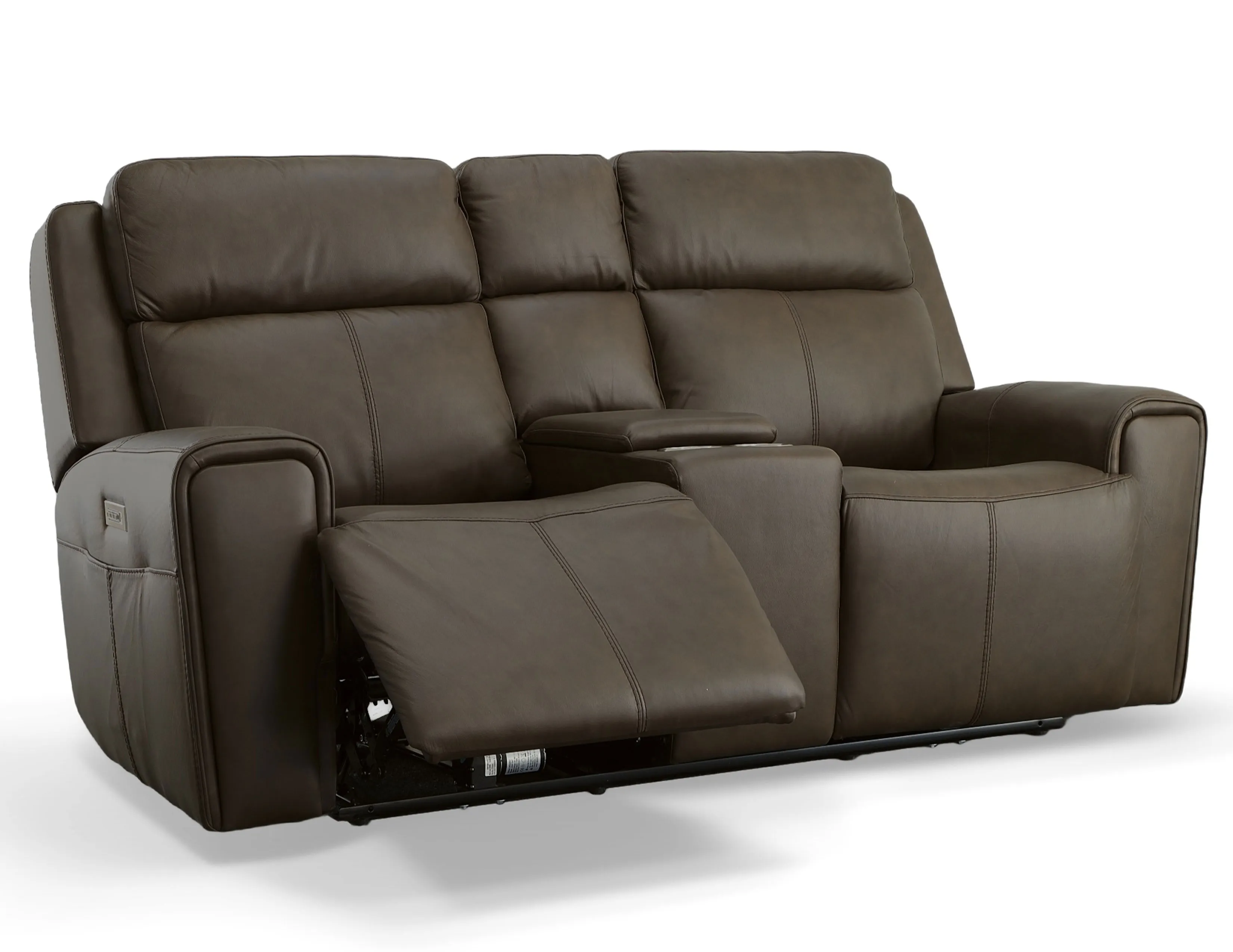 Barnett Power Reclining Loveseat with Console and Power Headrests and Lumbar (Chocolate leather) in stock 5 Barnett Power Reclining Loveseat with Console and Power Headrests and Lumbar (Chocolate leather) in stock