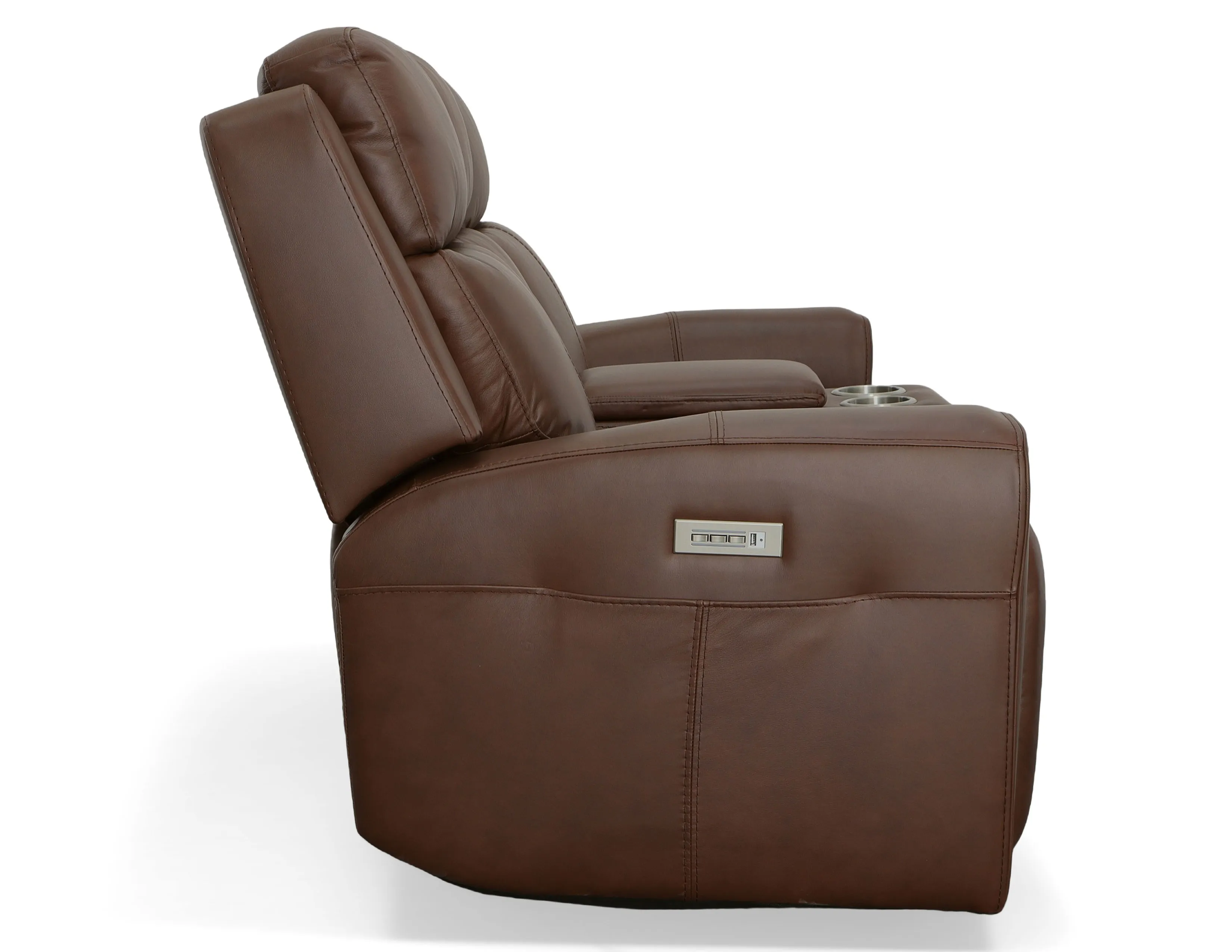Barnett Power Reclining Loveseat with Console and Power Headrests and Lumbar (Chocolate leather) in stock 6 Barnett Power Reclining Loveseat with Console and Power Headrests and Lumbar (Chocolate leather) in stock
