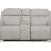 Barnett Power Reclining Loveseat with Console and Power Headrests and Lumbar (Ice leather)