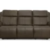 Barnett Power Reclining Sofa with Power Headrests and Lumbar (Dark Brown leather) 87" - in stock