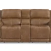 Beau 1011 Power Headrest Power Reclining Console Loveseat (Caramel faux leather fabric) in stock 43 Beau 1011 Power Headrest Power Reclining Console Loveseat (Caramel faux leather fabric) in stock