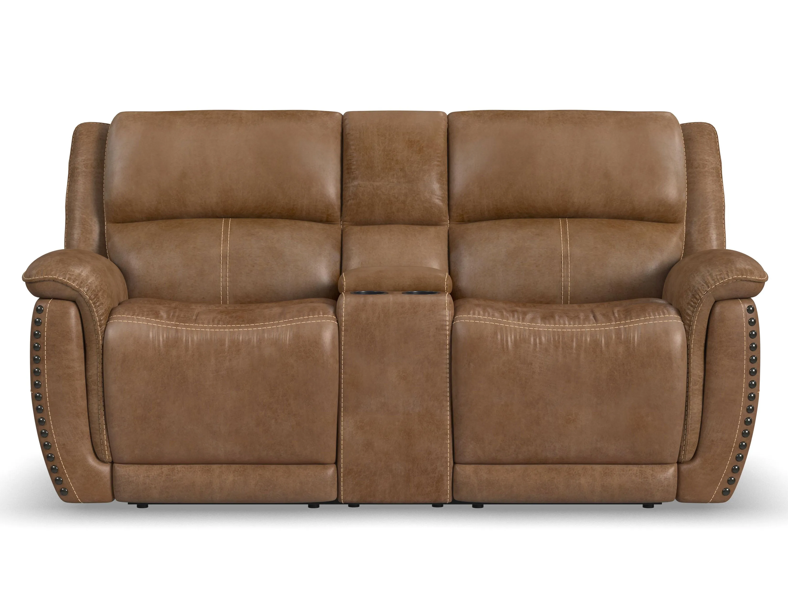 Beau 1011 Power Headrest Power Reclining Console Loveseat (Caramel faux leather fabric) in stock 1 Beau 1011 Power Headrest Power Reclining Console Loveseat (Caramel faux leather fabric) in stock