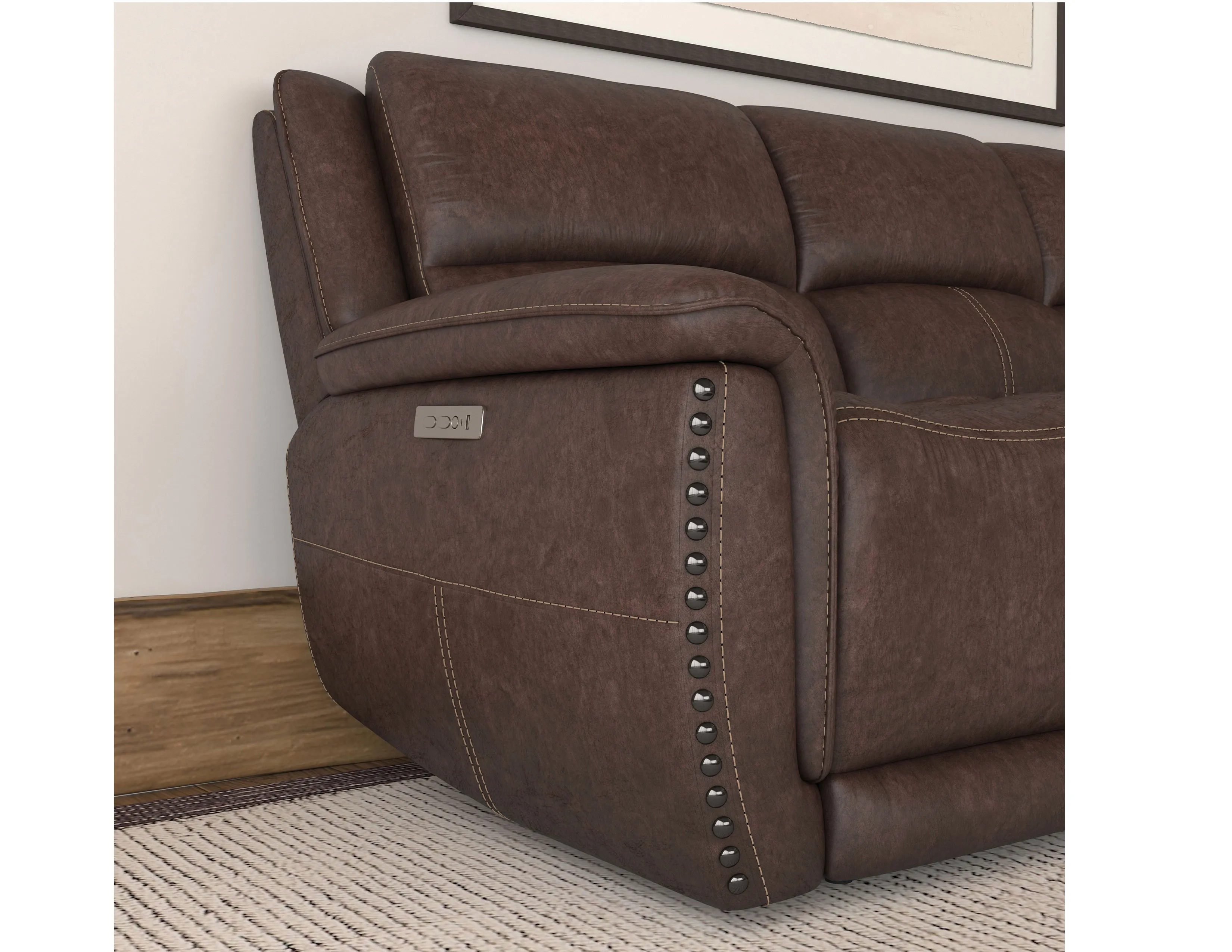 Beau 1011 Power Headrest Power Reclining Console Loveseat (Chocolate faux leather fabric) in stock 18 Beau 1011 Power Headrest Power Reclining Console Loveseat (Chocolate faux leather fabric) in stock