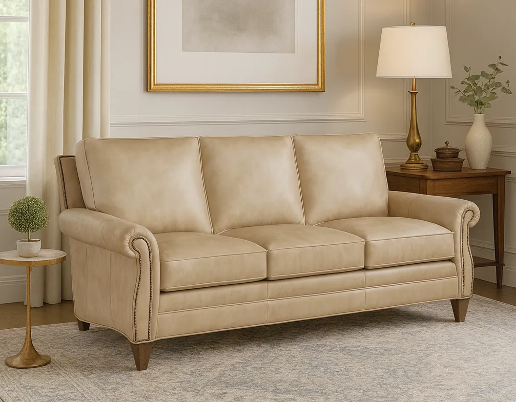 Bradington Young Reddish 579 Sofa (12 leathers) 8-Way Hand Tied 10 Bradington Young Reddish 579 Sofa (12 leathers) 8-Way Hand Tied