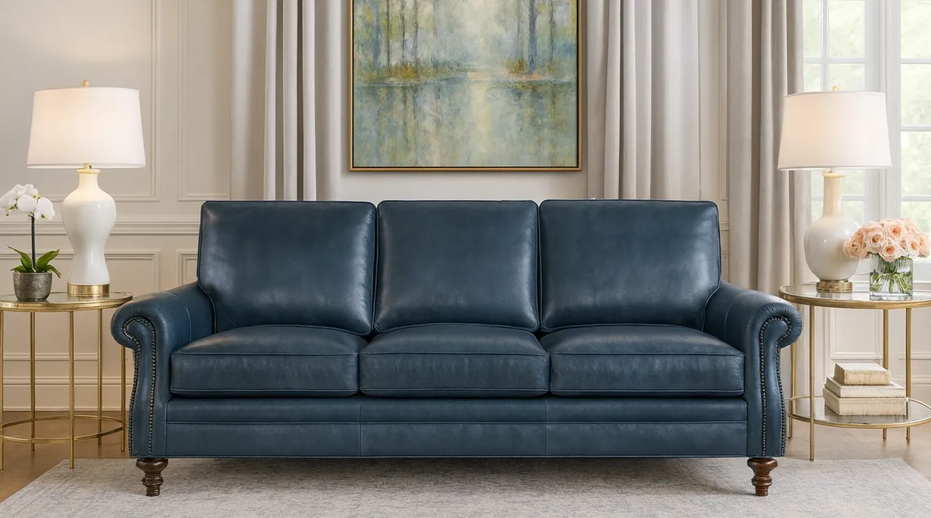 Bradington Young Reddish 579 Sofa (12 leathers) 8-Way Hand Tied 2 Bradington Young Reddish 579 Sofa (12 leathers) 8-Way Hand Tied