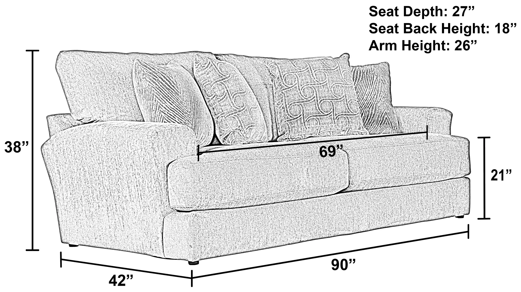 Lamar 90" Sofa (includes pillows) 2 colors 8 Lamar 90" Sofa (includes pillows) 2 colors