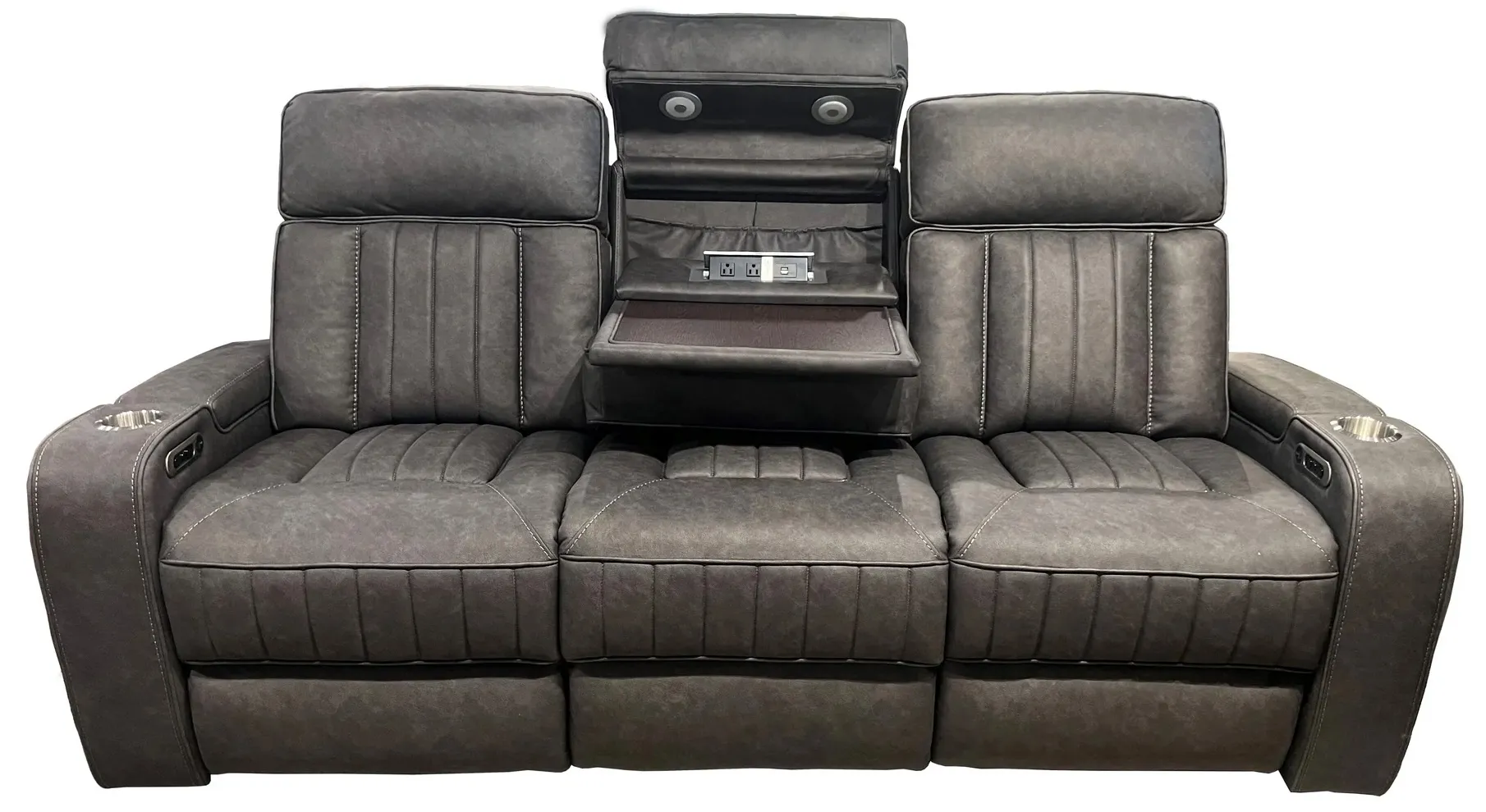 Equinox 85" Power Headrest Power Reclining Sofa w/ Dropdown Table Mercury (In stock - Fast shipping) 3 Equinox 85" Power Headrest Power Reclining Sofa w/ Dropdown Table Mercury (In stock - Fast shipping)