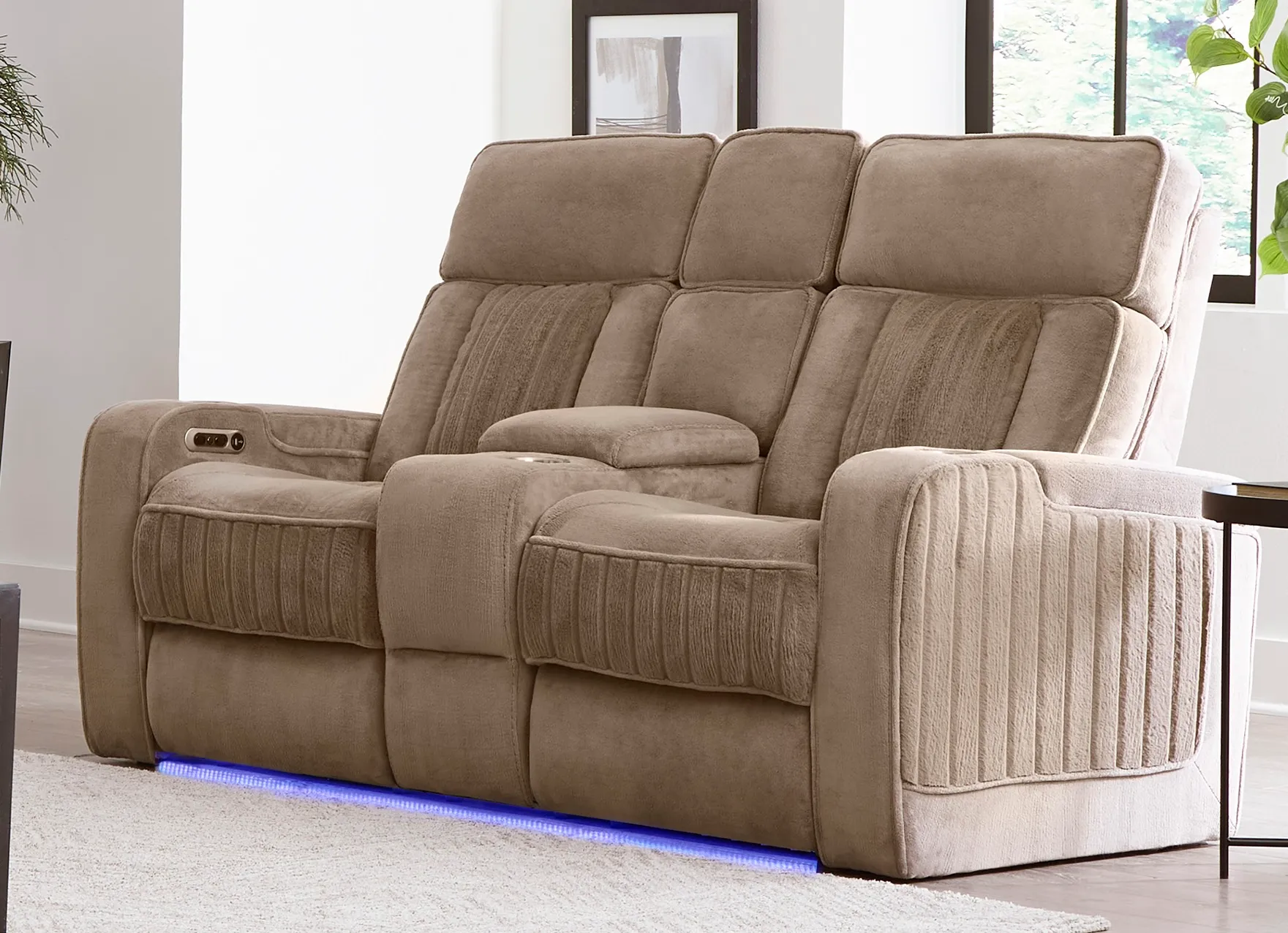 Equinox 85" Power Headrest Power Reclining Sofa w/ Drop Down Table Mushroom (In stock - Fast Shipping 7 Equinox 85" Power Headrest Power Reclining Sofa w/ Drop Down Table Mushroom (In stock - Fast Shipping