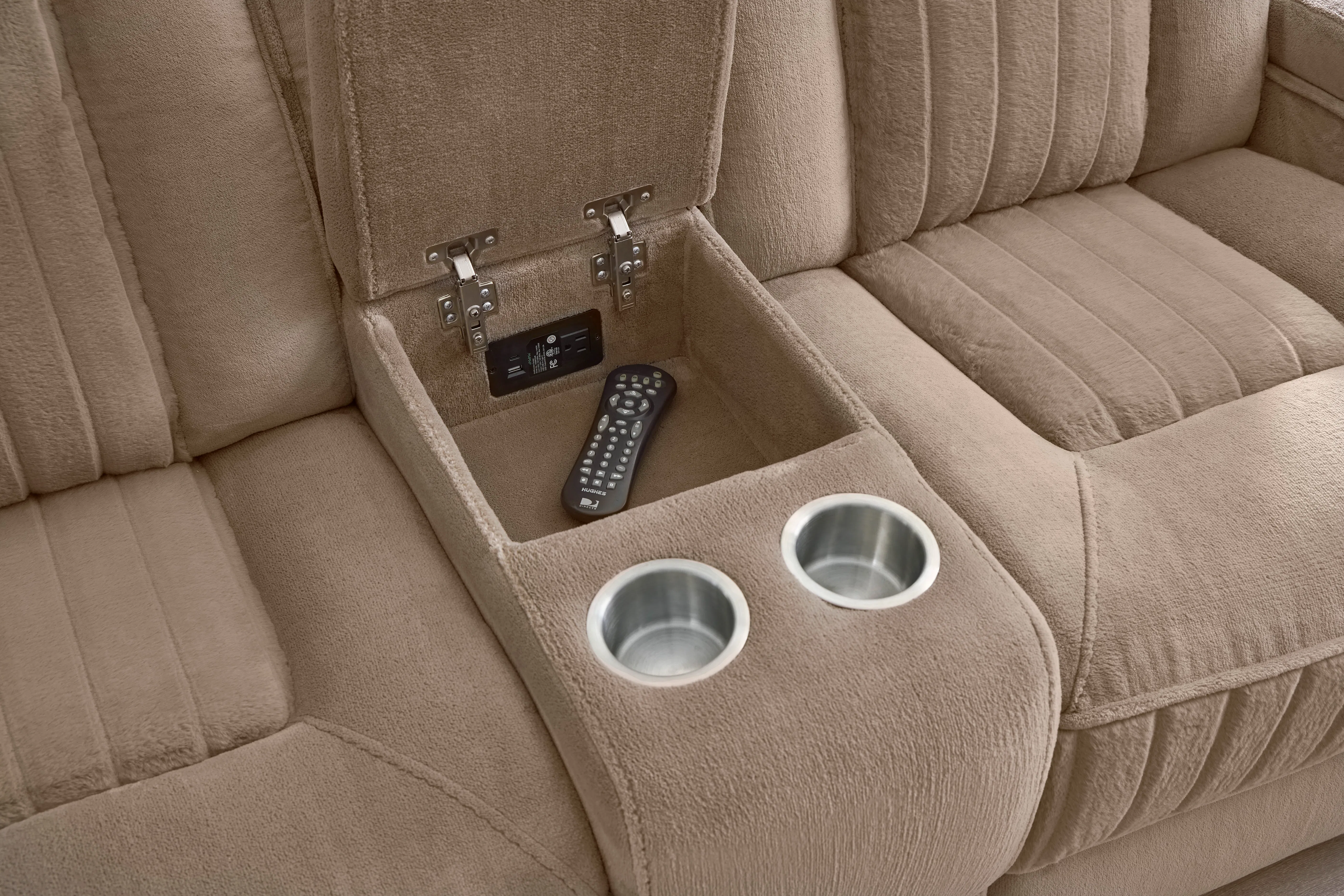 Equinox 85" Power Headrest Power Reclining Sofa w/ Drop Down Table Mushroom (In stock - Fast Shipping 9 Equinox 85" Power Headrest Power Reclining Sofa w/ Drop Down Table Mushroom (In stock - Fast Shipping