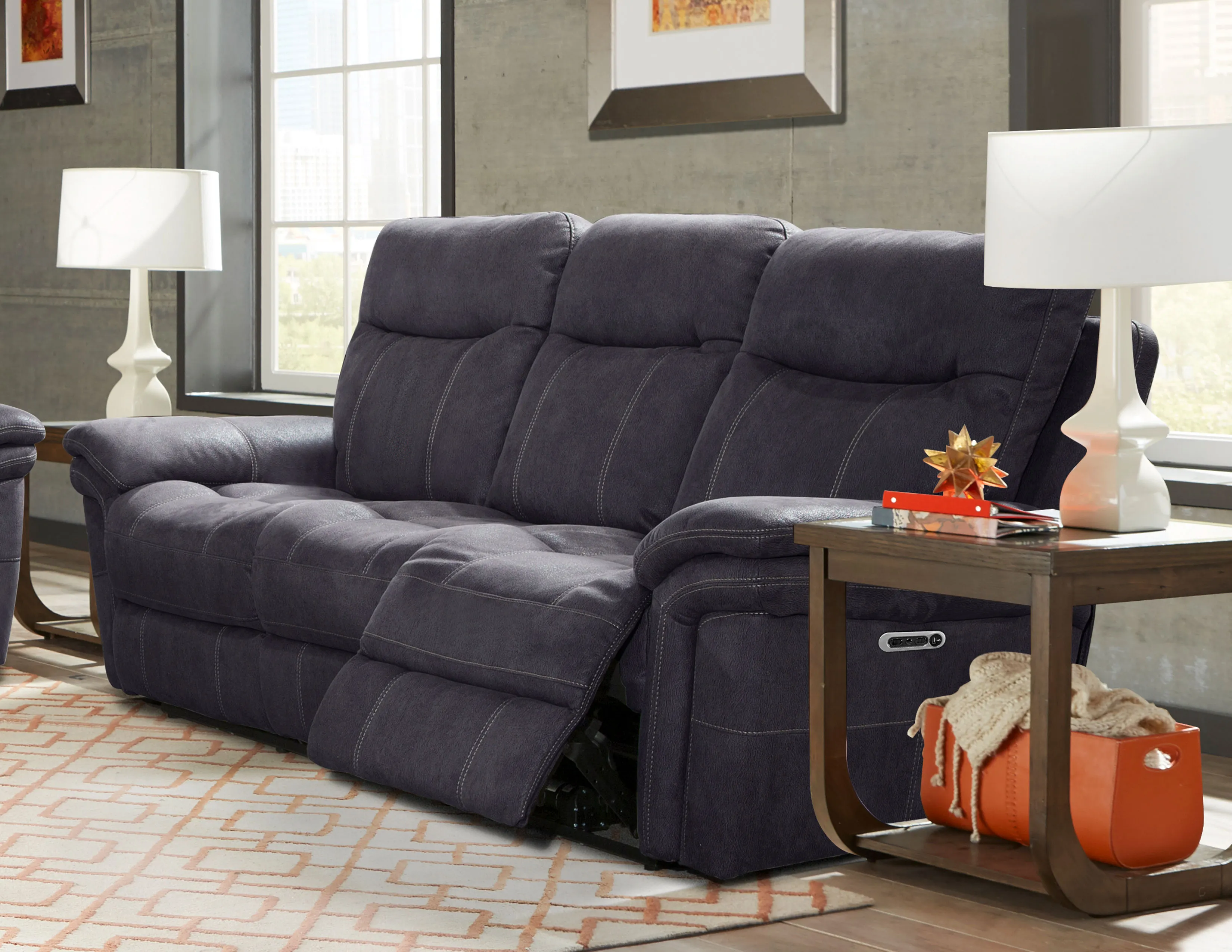 Mason 90" Power Headrest Power Reclining Sofa Charcoal (In stock - Fast shipping) 2 Mason 90" Power Headrest Power Reclining Sofa Charcoal (In stock - Fast shipping)
