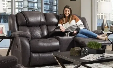 Rayna 78" Reclining Console Loveseat Grey (In stock) 3 Rayna 78" Reclining Console Loveseat Grey (In stock)
