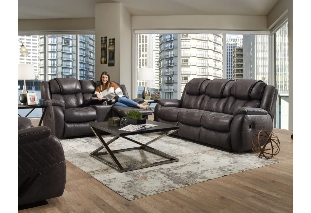 Rayna 78" Reclining Console Loveseat Grey (In stock) 4 Rayna 78" Reclining Console Loveseat Grey (In stock)