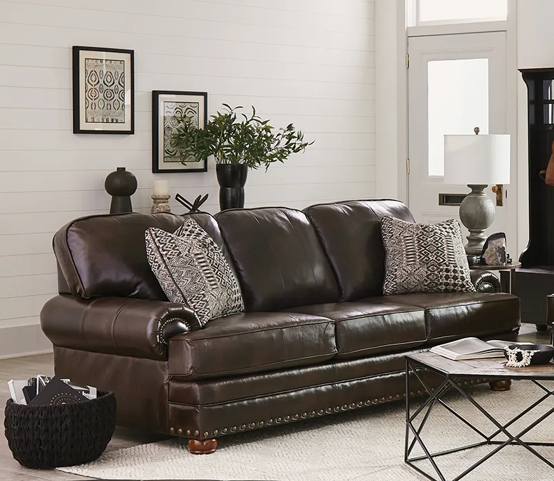 Roberto 94" Top Grain Leather Touch Sofa (Includes Pillows) In stock 4 Roberto 94" Top Grain Leather Touch Sofa (Includes Pillows) In stock