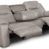Culver 90" Reclining Sofa with Drop-Down Table & Cupholders Sterling (Leather-Look Style. Plush Comfort. Designed Around the Way You Relax)
