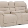 Knockout 79" Zero Gravity Triple Power Reclining Console Loveseat Tan (In stock) 30 Knockout 79" Zero Gravity Triple Power Reclining Console Loveseat Tan (In stock)