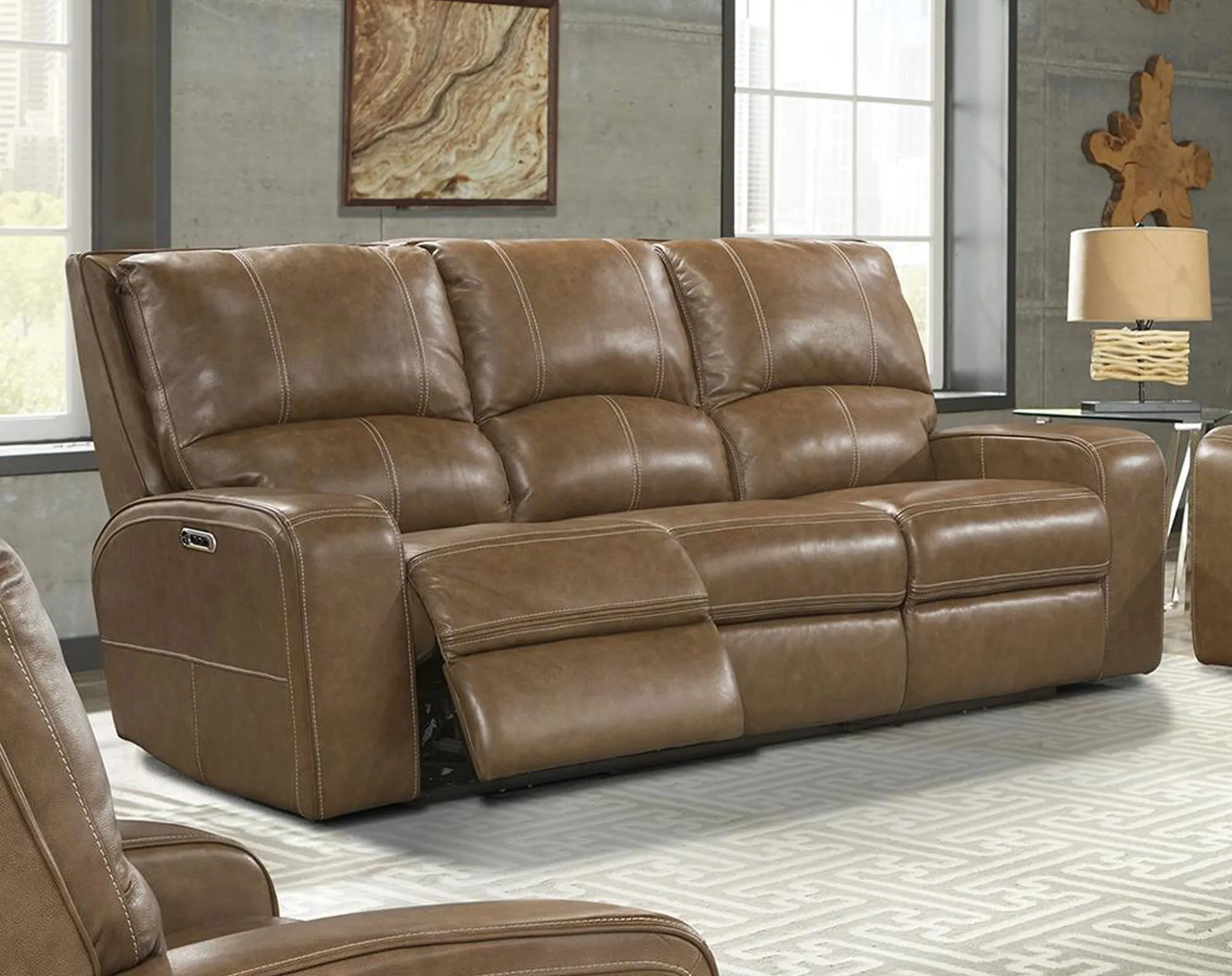 Swift 88" Power Headrest Power Reclining Sofa Leather Bourbon (In stock - Fast shipping) 2 Swift 88" Power Headrest Power Reclining Sofa Leather Bourbon (In stock - Fast shipping)