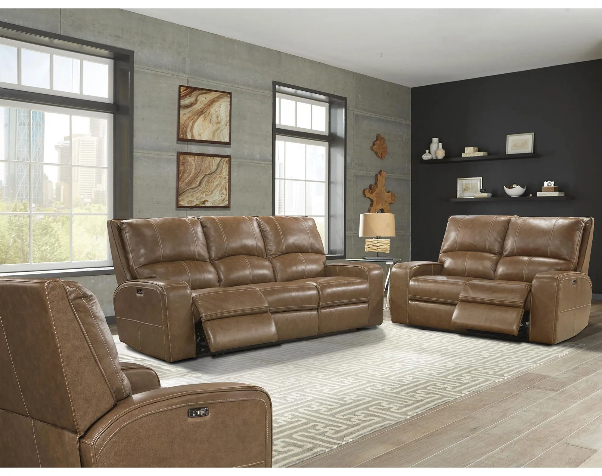 Swift 88" Power Headrest Power Reclining Sofa Leather Bourbon (In stock - Fast shipping) 7 Swift 88" Power Headrest Power Reclining Sofa Leather Bourbon (In stock - Fast shipping)