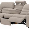 Tribute 90" Power Headrest Power Reclining Sofa Stone (center drop-down table - built-in reading lights, stainless-steel cupholders, USB charging and wireless charging - drop down table)