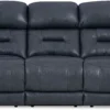 Contender 90" Zero Gravity Leather Triple Power Recliner Sofa Navy (In stock)