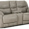 Idris 89" Zero Gravity Triple Power Reclining Console Loveseat Mushroom (In stock)