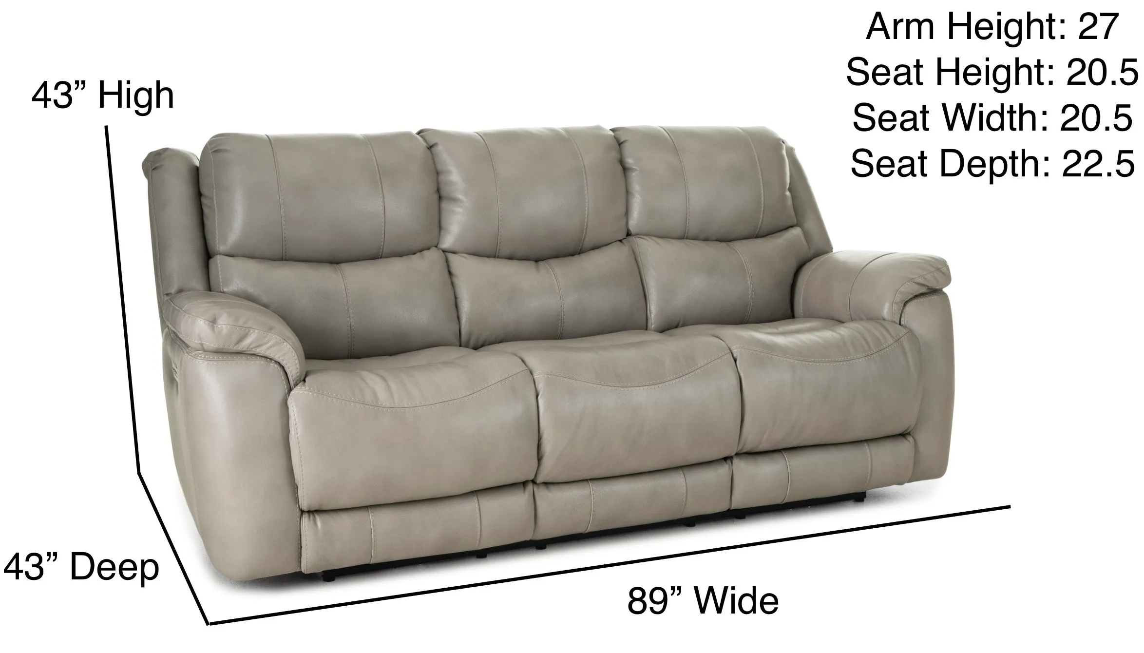 Idris 89" Zero Gravity Triple Power Reclining Sofa Mushroom (In stock) 2 Idris 89" Zero Gravity Triple Power Reclining Sofa Mushroom (In stock)