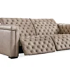 Savion 89" Leather Power Headrest Power Reclining Sofa in Brown
