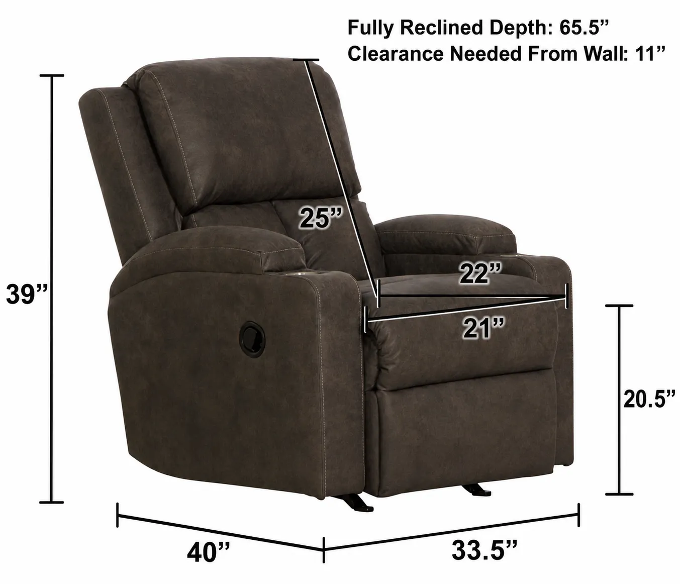 Kyle Rocker Recliner with Dual Cupholders - Casual Rocking Comfort (2 colors) 21 Kyle Rocker Recliner with Dual Cupholders - Casual Rocking Comfort (2 colors)