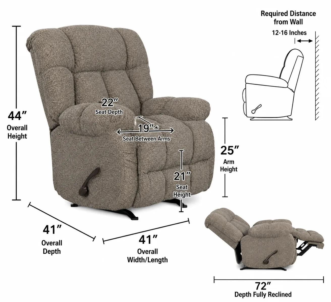 Brody Rocker Recliner Comfort Made for Everyday Relaxation (2 colors) 11 Brody Rocker Recliner Comfort Made for Everyday Relaxation (2 colors)