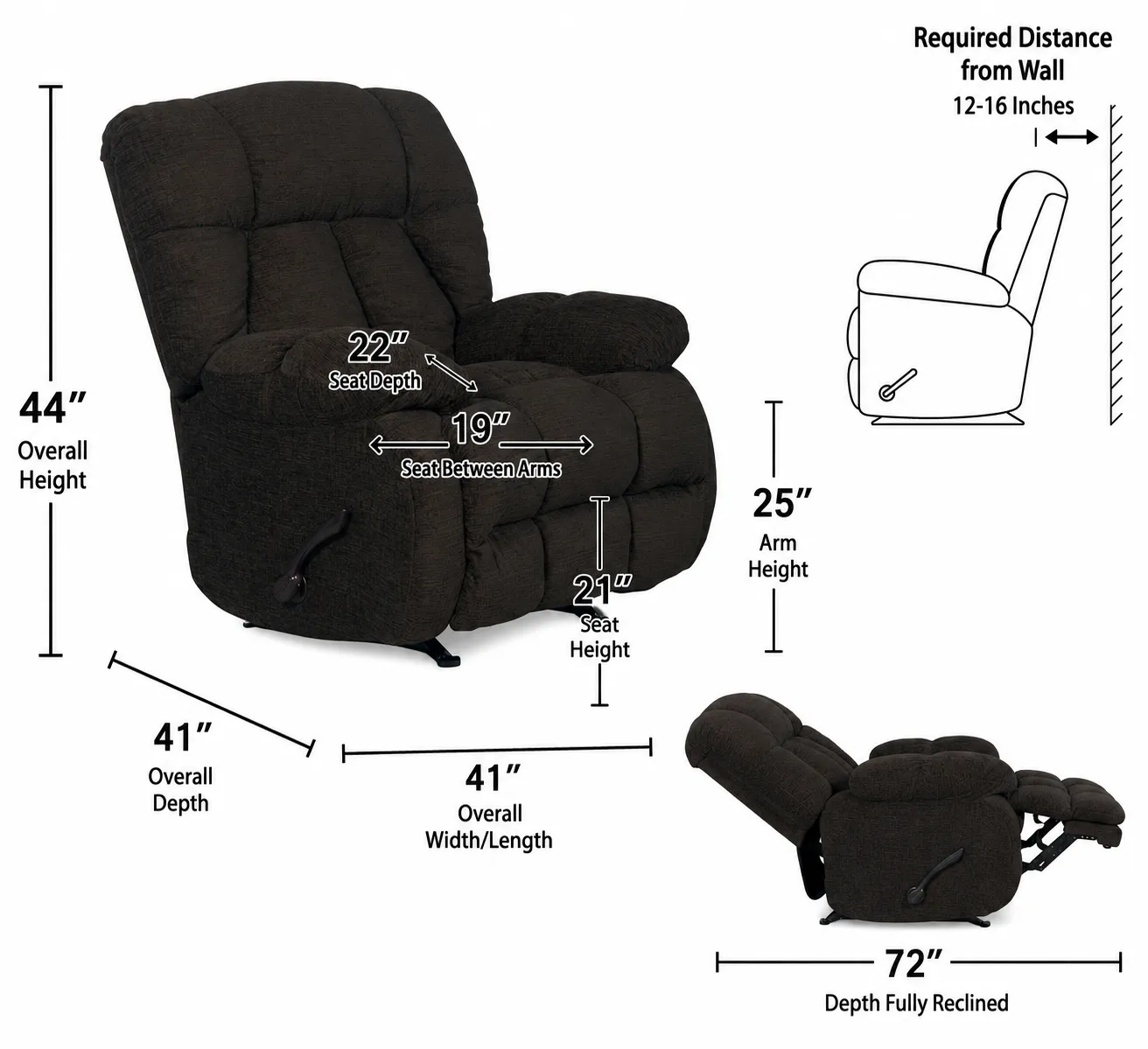 Brody Rocker Recliner Comfort Made for Everyday Relaxation (2 colors) 35 Brody Rocker Recliner Comfort Made for Everyday Relaxation (2 colors)
