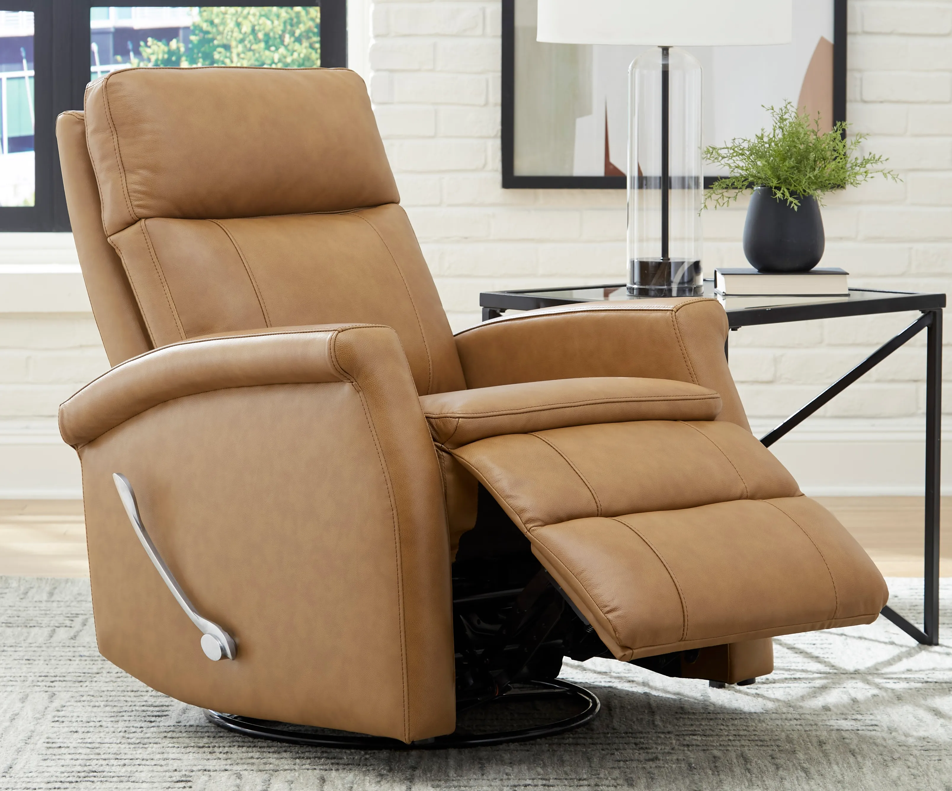 Bristol Swivel Glider Leather Recliner Russet (In stock - Fast Shipping) 2 Bristol Swivel Glider Leather Recliner Russet (In stock - Fast Shipping)