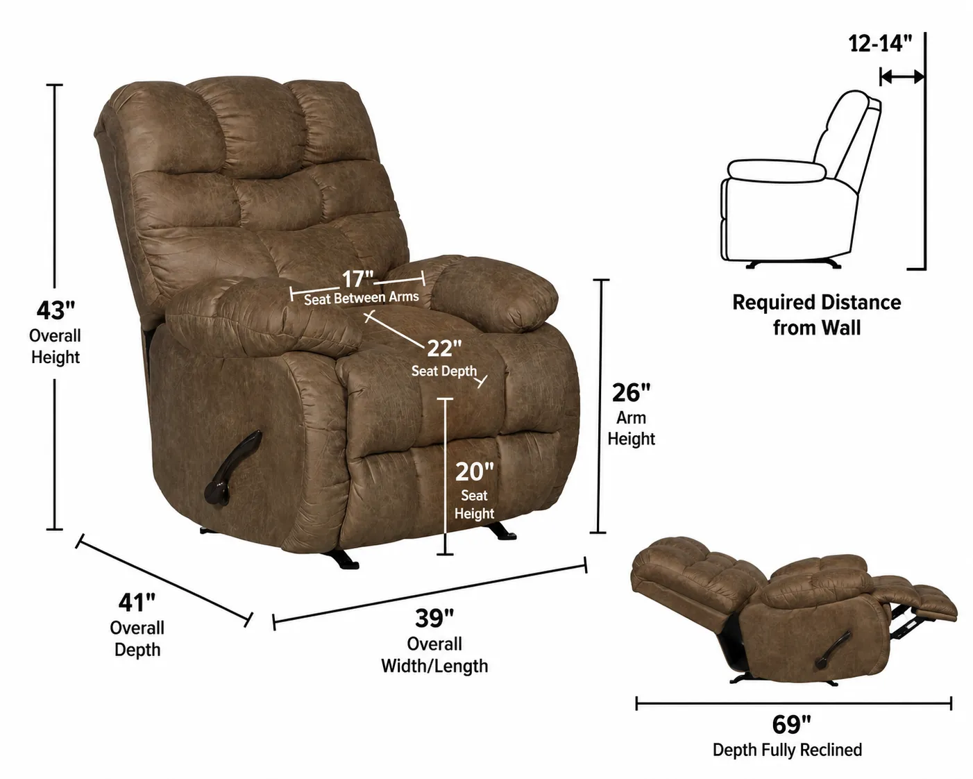 Berman Chaise Rocker Recliner Plush, Deep-Cushioned Comfort (two colors) 10 Berman Chaise Rocker Recliner Plush, Deep-Cushioned Comfort (two colors)