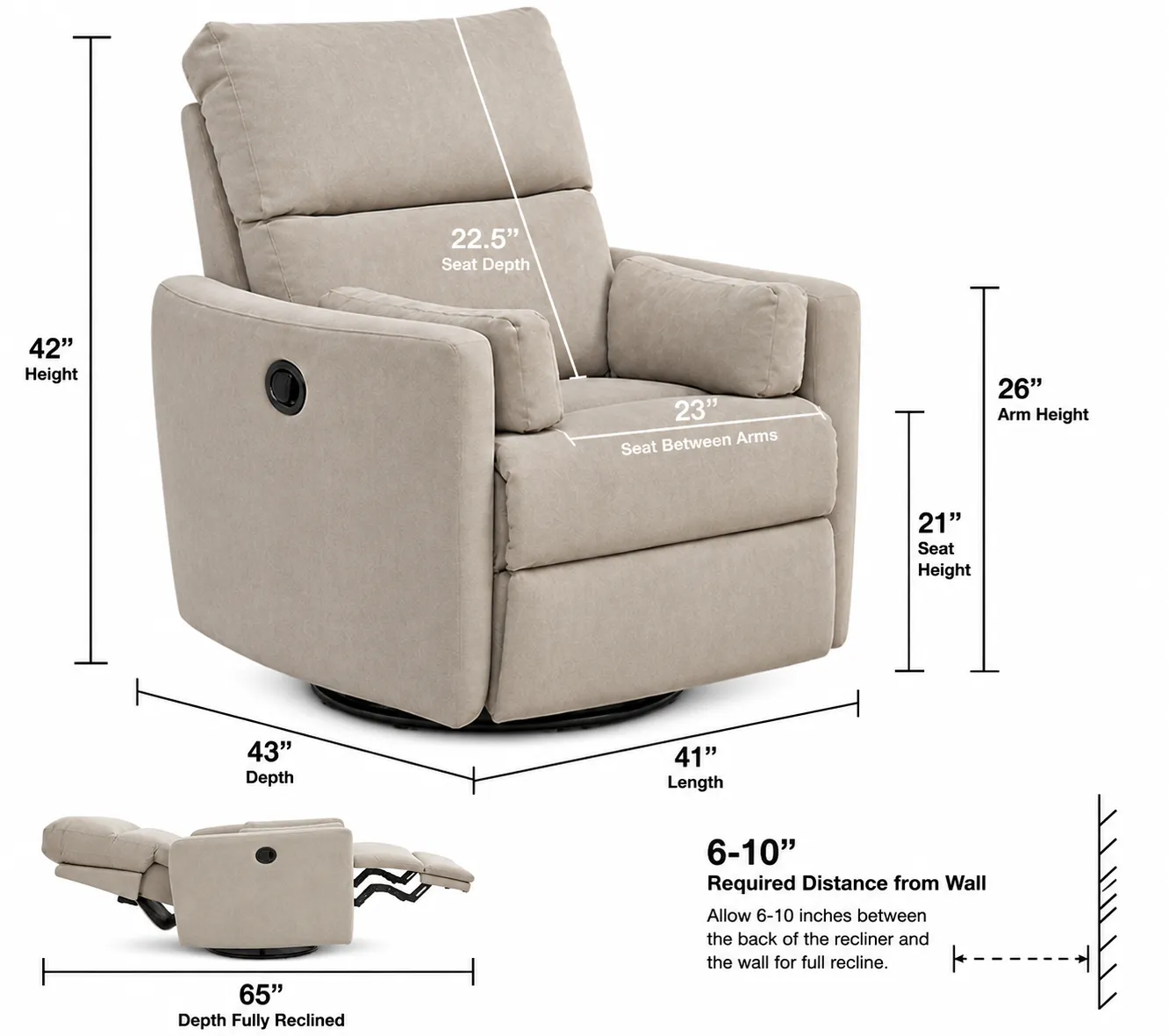Crescent Swivel Glider Recliner or Power Rocker Recliner - Smooth Motion & Heavy-Duty Support (3 colors) 21 Crescent Swivel Glider Recliner or Power Rocker Recliner - Smooth Motion & Heavy-Duty Support (3 colors)