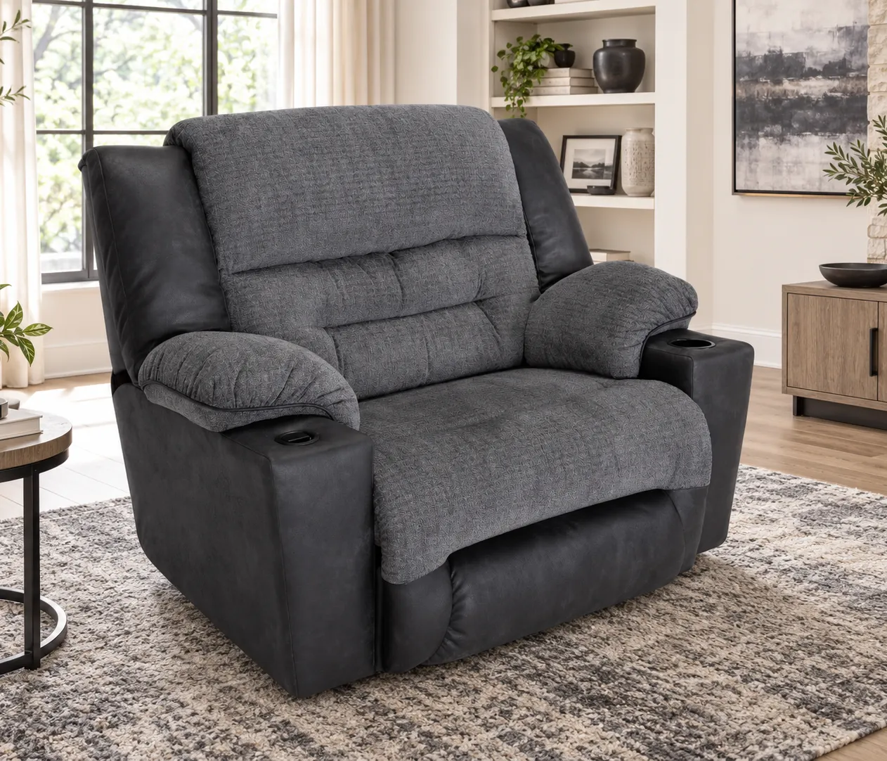 Grant 8592 52" Extra-Wide Rocker Recliner with Cupholder (Available Heat & Massage and USB-A charging) 2 Grant 8592 52" Extra-Wide Rocker Recliner with Cupholder (Available Heat & Massage and USB-A charging)
