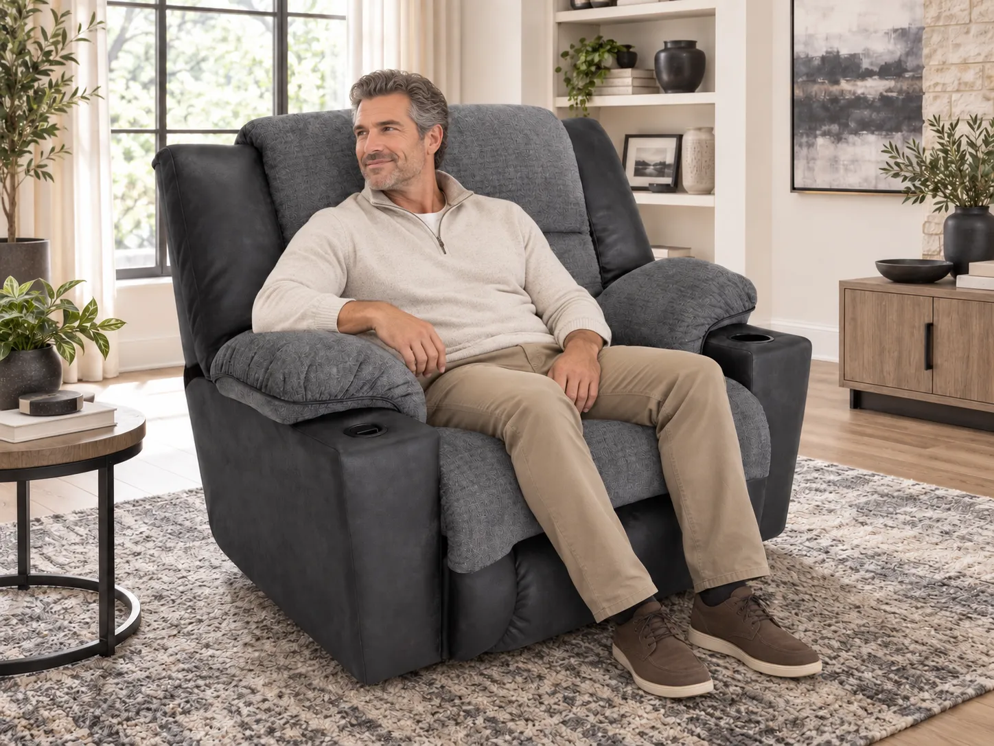 Grant 8592 52" Extra-Wide Rocker Recliner with Cupholder (Available Heat & Massage and USB-A charging) 3 Grant 8592 52" Extra-Wide Rocker Recliner with Cupholder (Available Heat & Massage and USB-A charging)