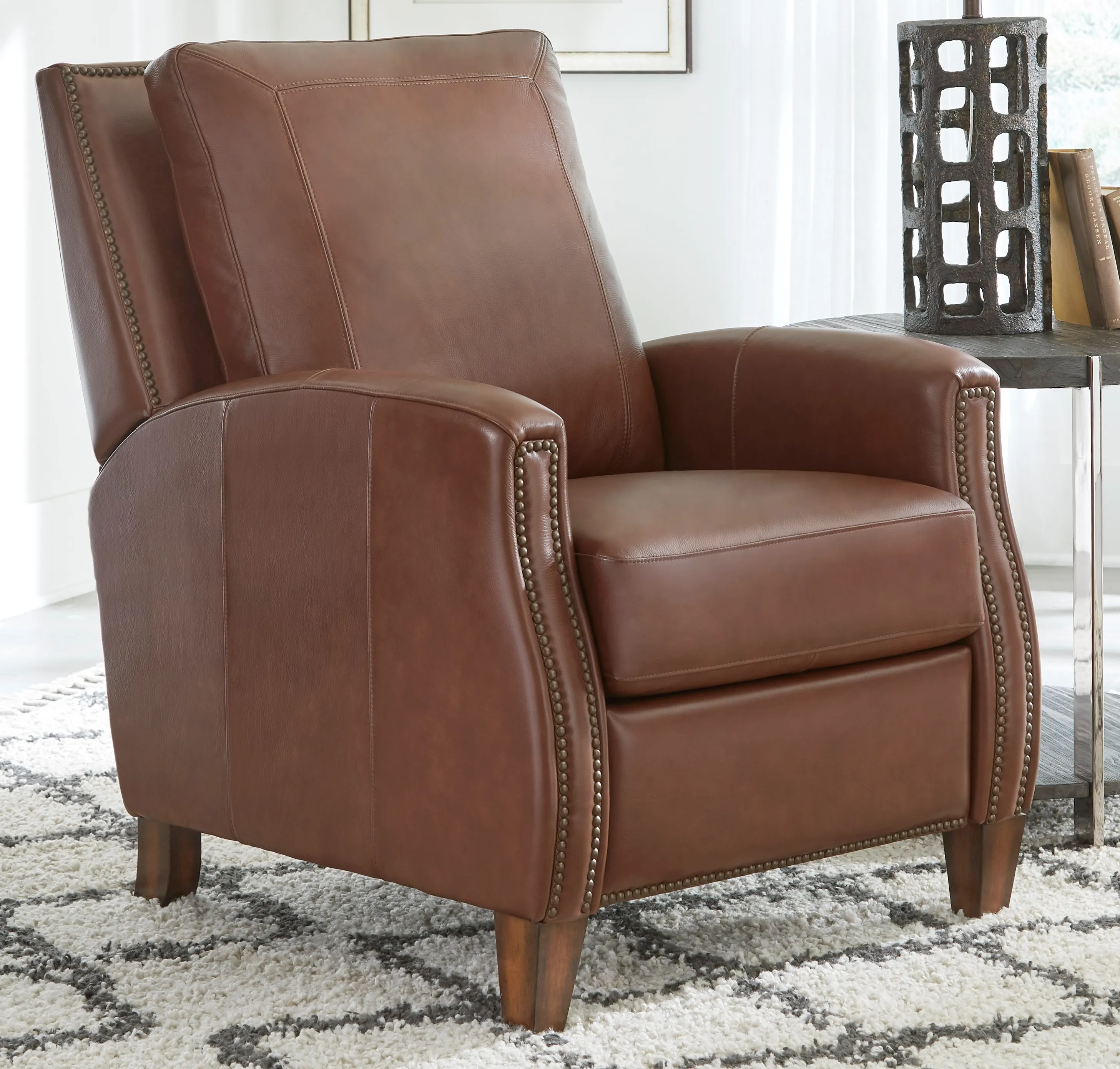 Hunter Leather Pushback Recliner Chestnut (In stock - Fast shipping 1 Hunter Leather Pushback Recliner Chestnut (In stock - Fast shipping