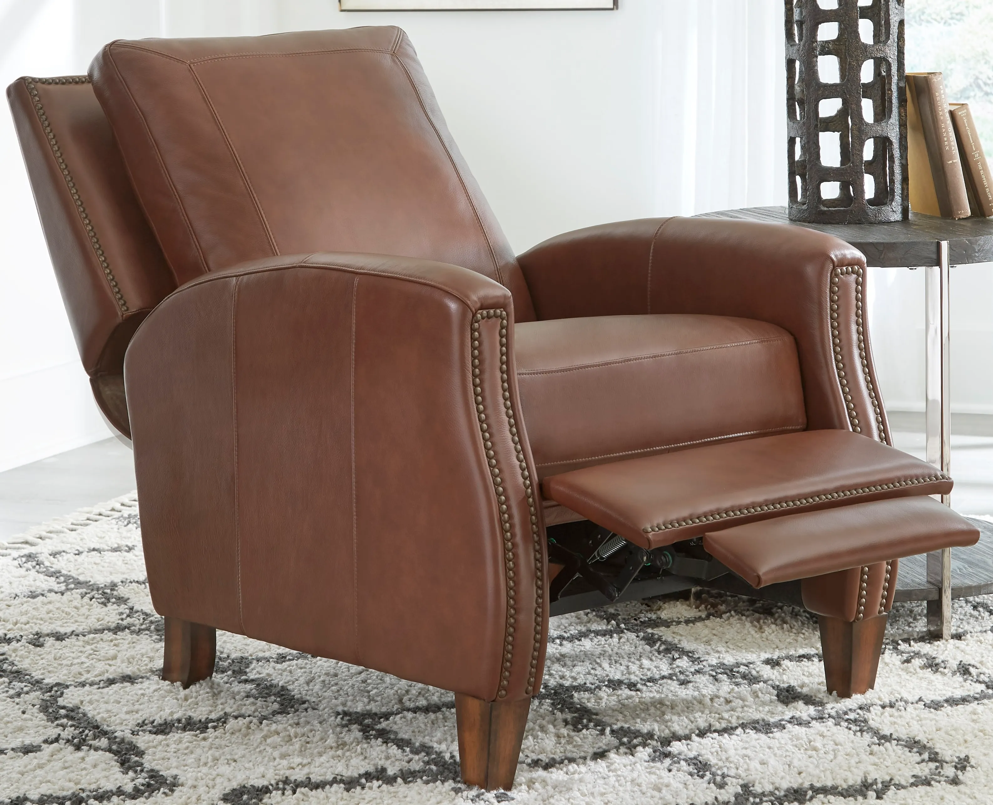 Hunter Leather Pushback Recliner Chestnut (In stock - Fast shipping 2 Hunter Leather Pushback Recliner Chestnut (In stock - Fast shipping