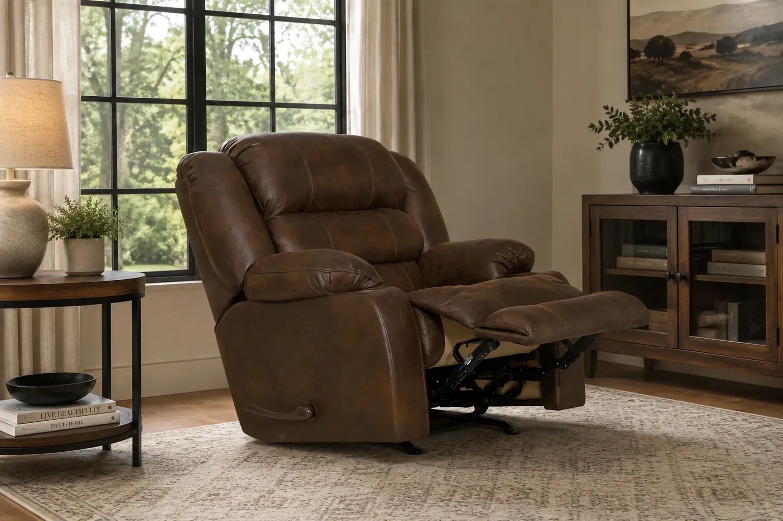 Beckley Rocker Recliner with Dual Metal Cupholders - Casual Pub-Back Comfort (2 colors) 3 Beckley Rocker Recliner with Dual Metal Cupholders - Casual Pub-Back Comfort (2 colors)