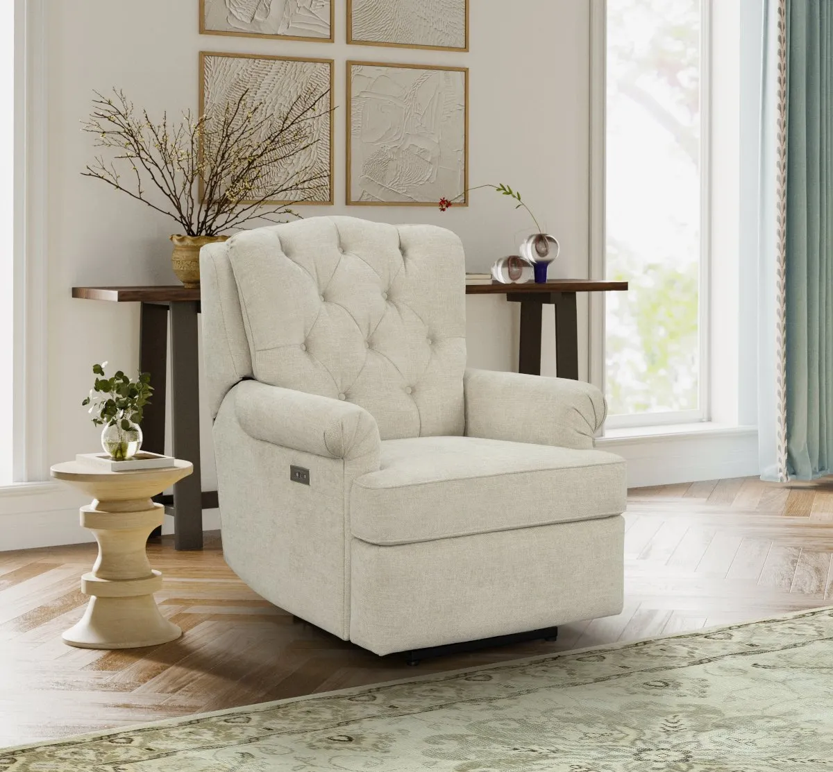 Everly Power Recliner (Beige fabric) In stock 8 Everly Power Recliner (Beige fabric) In stock