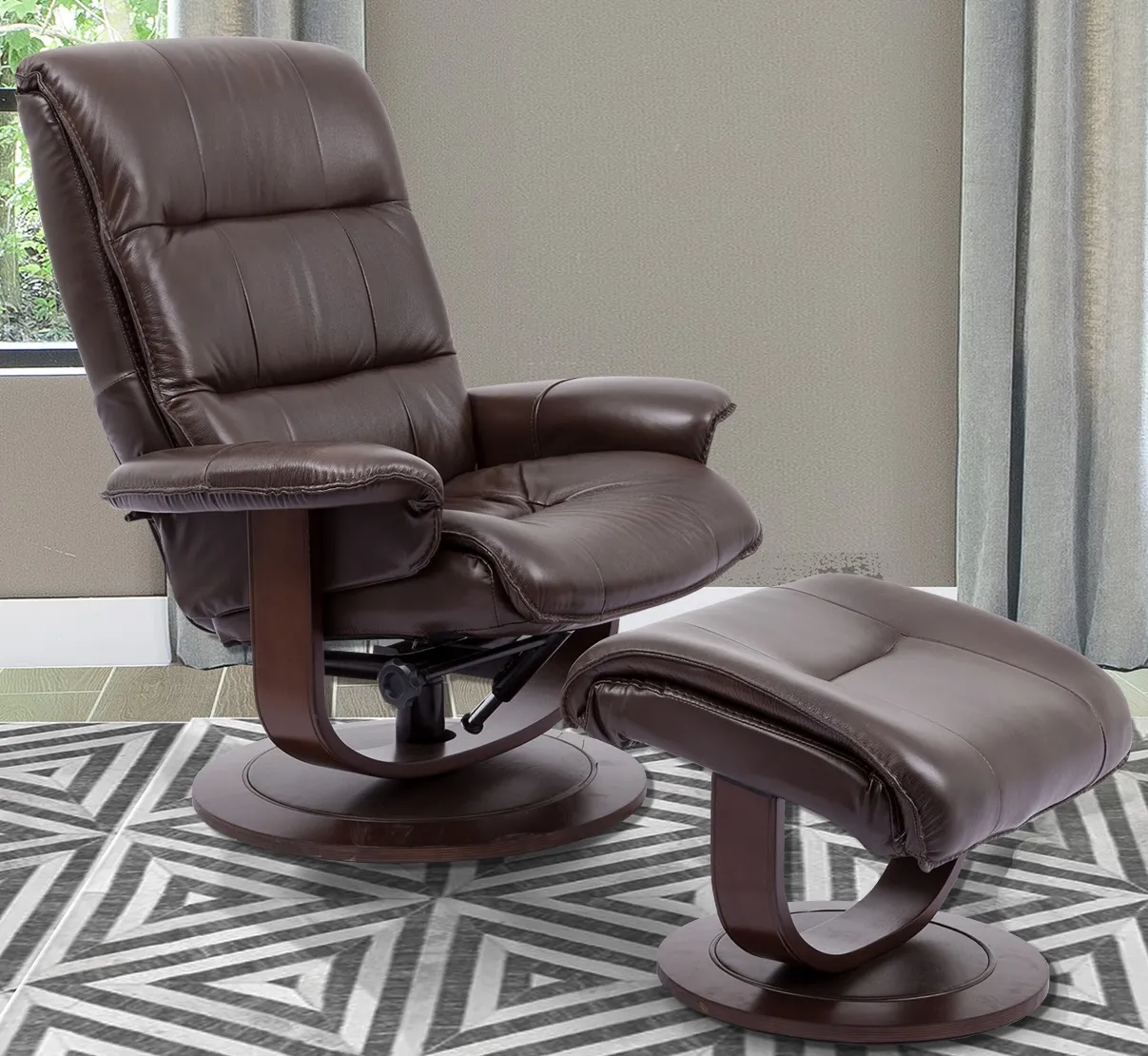 Knight Pedestal Reclining Swivel Leather Chair and Ottoman Robust (In stock - Fast shipping) 1 Knight Pedestal Reclining Swivel Leather Chair and Ottoman Robust (In stock - Fast shipping)