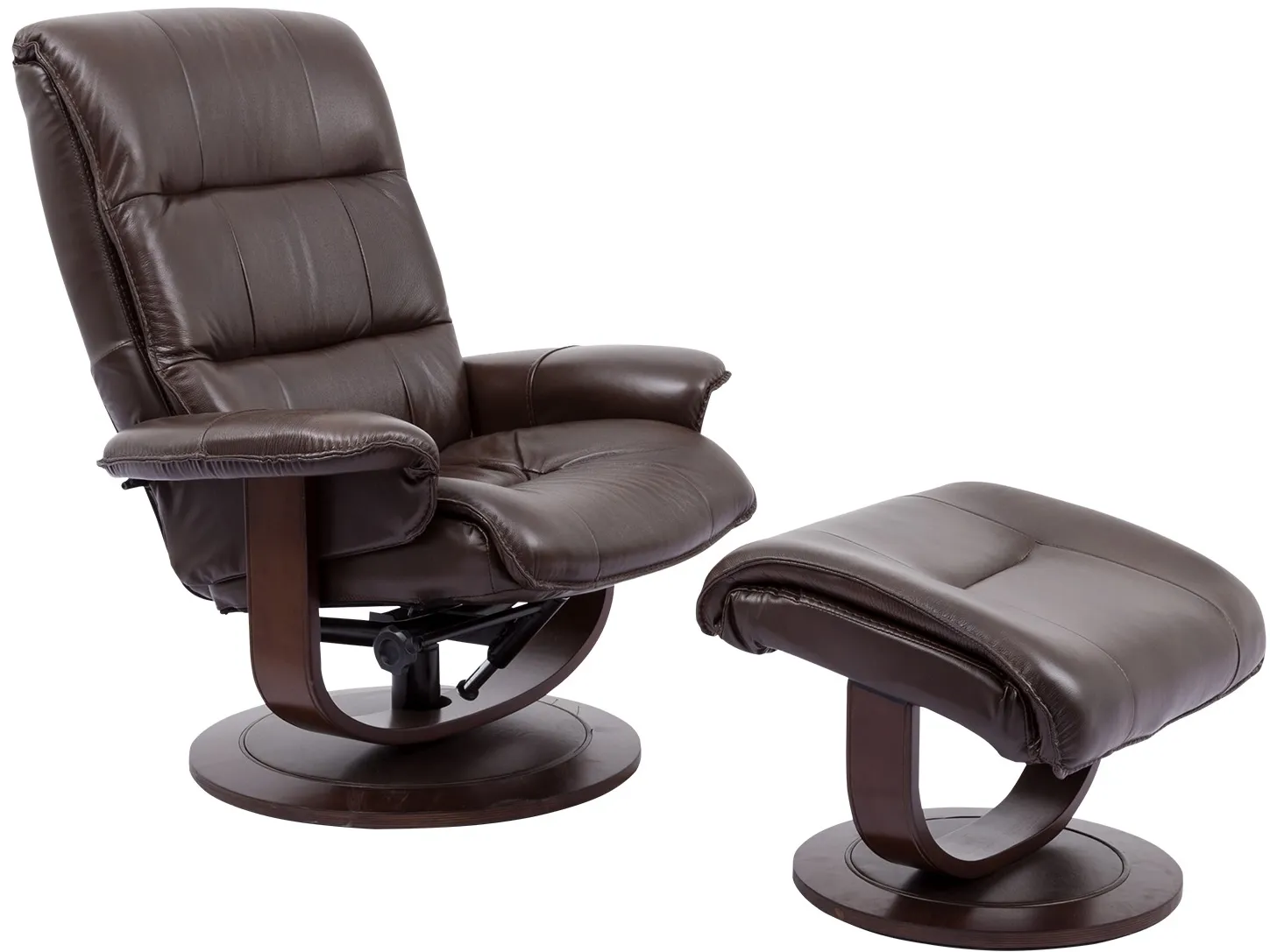 Knight Pedestal Reclining Swivel Leather Chair and Ottoman Robust (In stock - Fast shipping) 2 Knight Pedestal Reclining Swivel Leather Chair and Ottoman Robust (In stock - Fast shipping)