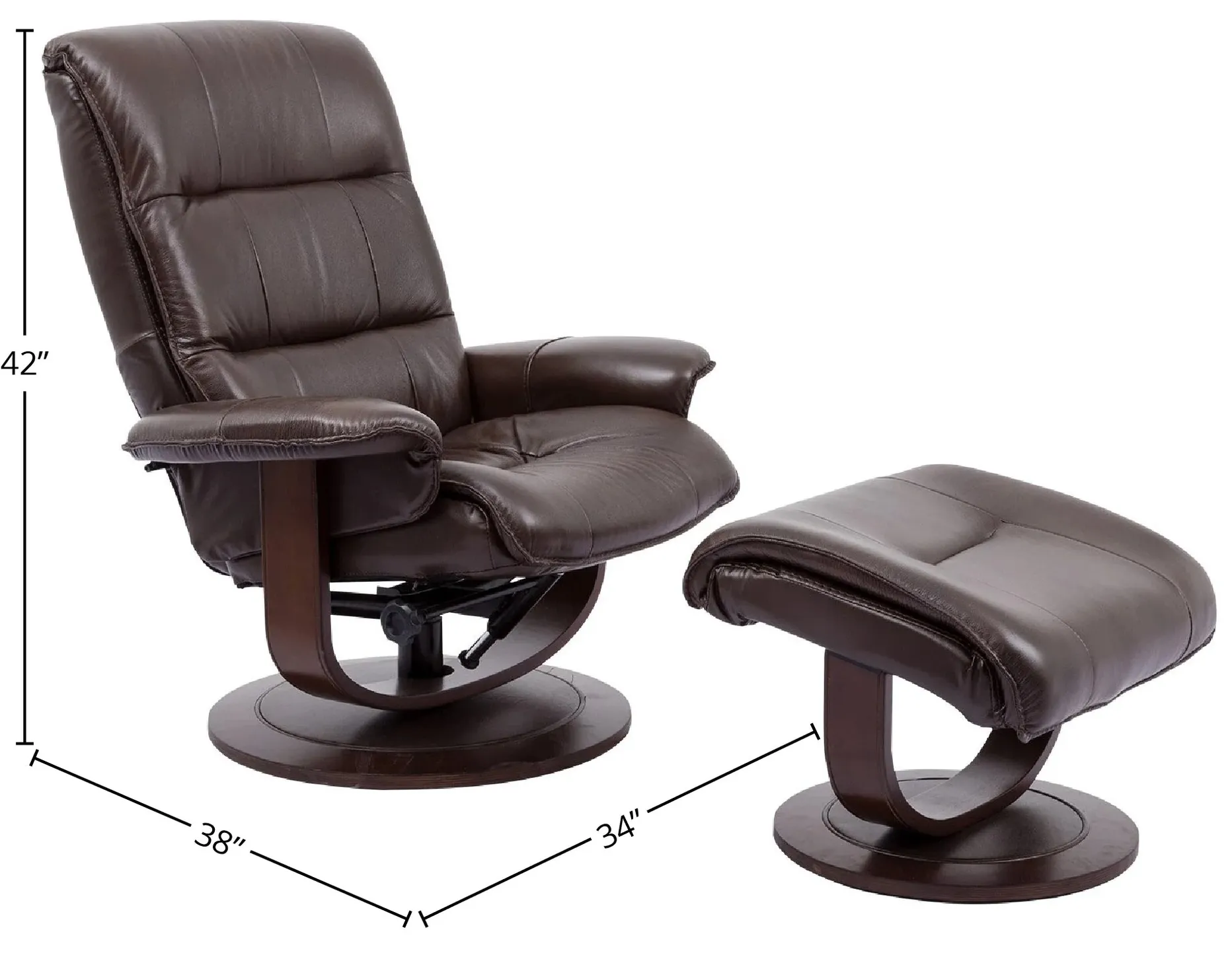 Knight Pedestal Reclining Swivel Leather Chair and Ottoman Robust (In stock - Fast shipping) 3 Knight Pedestal Reclining Swivel Leather Chair and Ottoman Robust (In stock - Fast shipping)