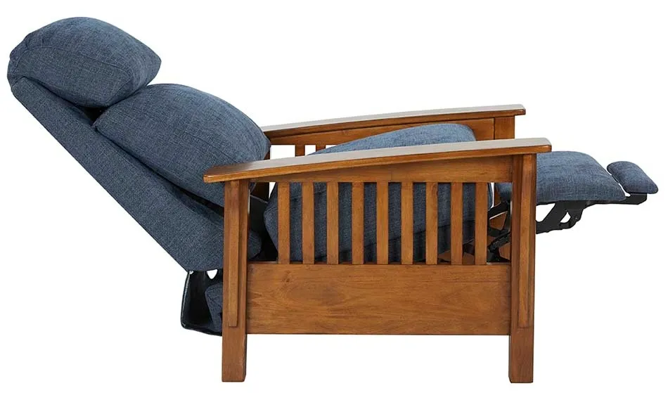 Mission Fabric Recliner (Blue) In stock 3 Mission Fabric Recliner (Blue) In stock