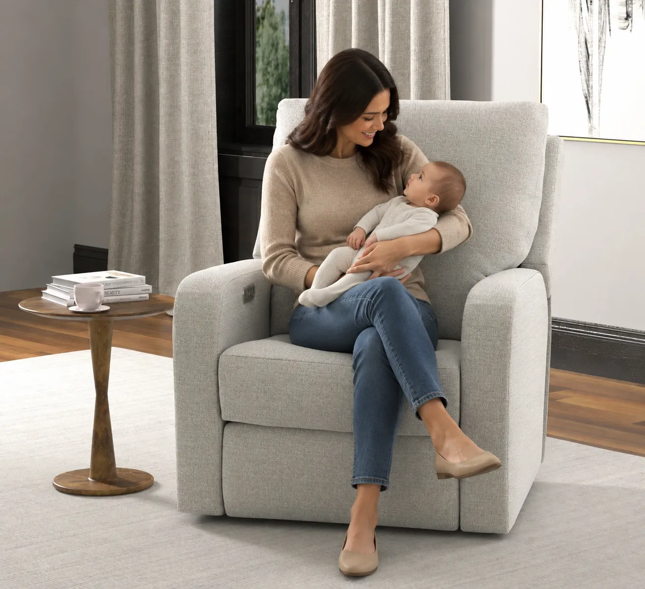 Lullaby Power Headrest Power Auto-Glide Nursery Recliner Motorized Gliding Comfort (3 colors) 35 Lullaby Power Headrest Power Auto-Glide Nursery Recliner Motorized Gliding Comfort (3 colors)