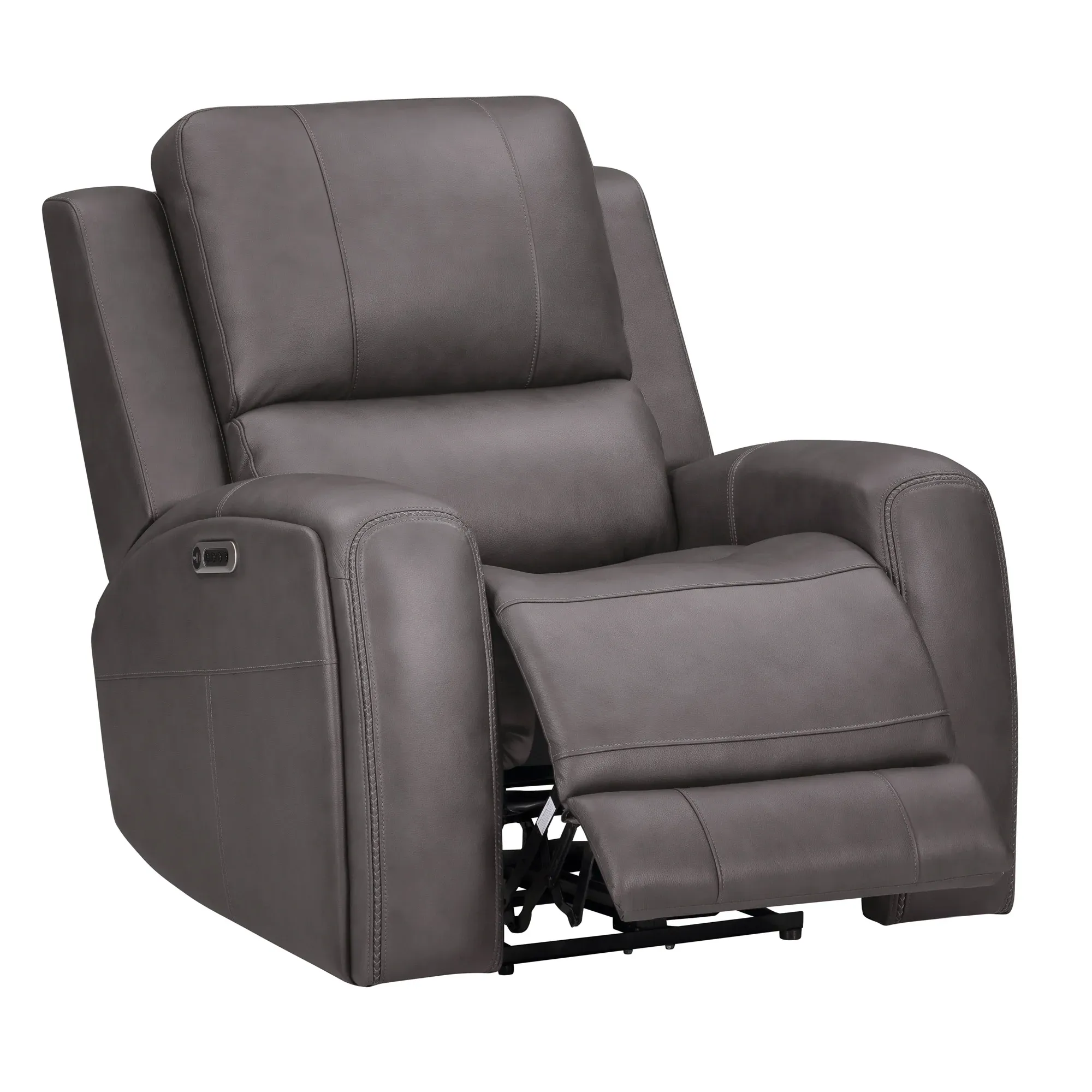 Belmont Fog Leather Zero Gravity Power Recliner with Power Headrest & Lumbar 20 Belmont Fog Leather Zero Gravity Power Recliner with Power Headrest & Lumbar