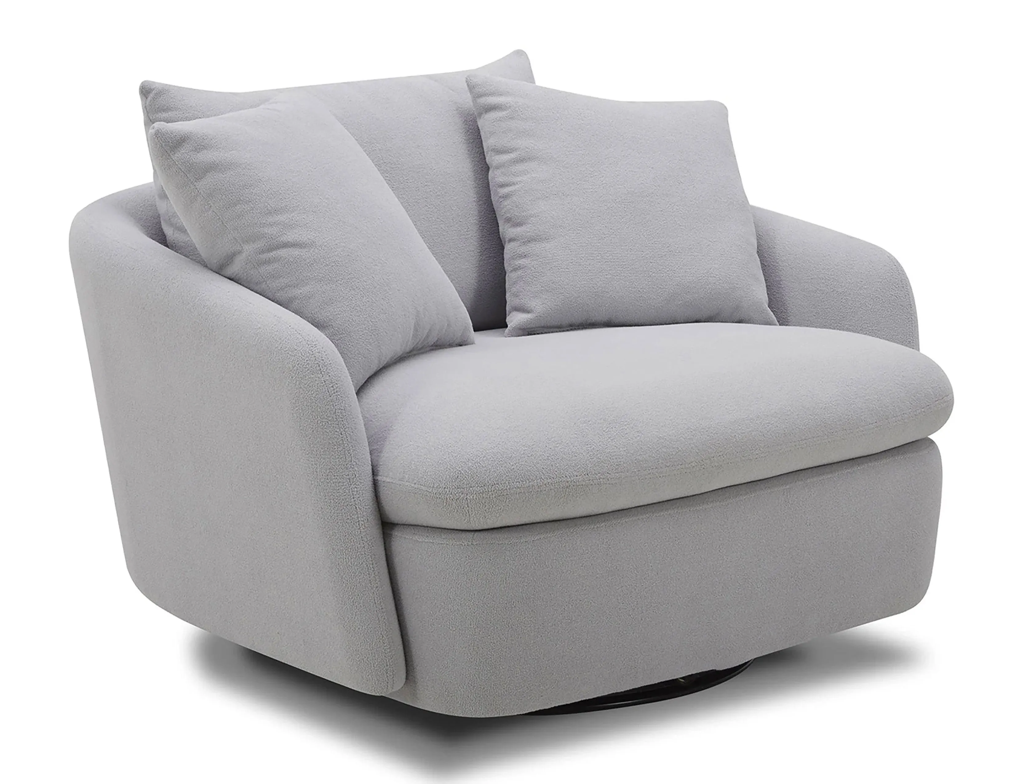 Boomer Large Swivel Chair w/ 2 Toss Pillows (Dove Grey) In stock - Fast shipping 1 Boomer Large Swivel Chair w/ 2 Toss Pillows (Dove Grey) In stock - Fast shipping