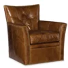 Conner Leather Swivel Club Chair (Brown) In stock