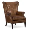 Maya Leather Wing Club Chair (Brown) In stock