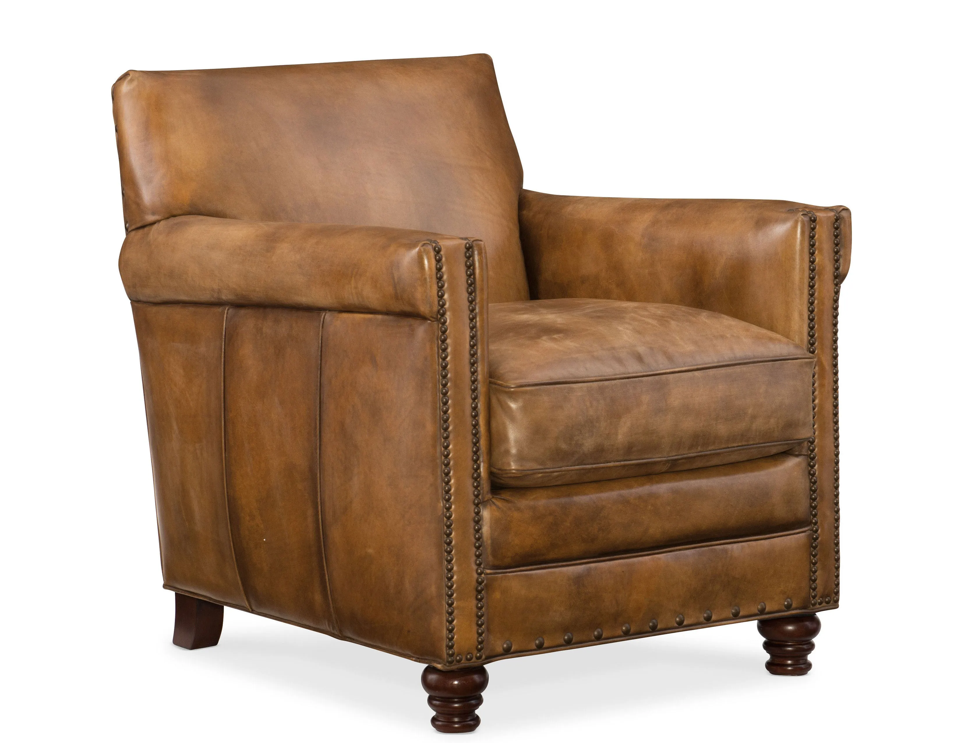Potter Leather Nailhead Club Chair (Brown) In stock 1 Potter Leather Nailhead Club Chair (Brown) In stock