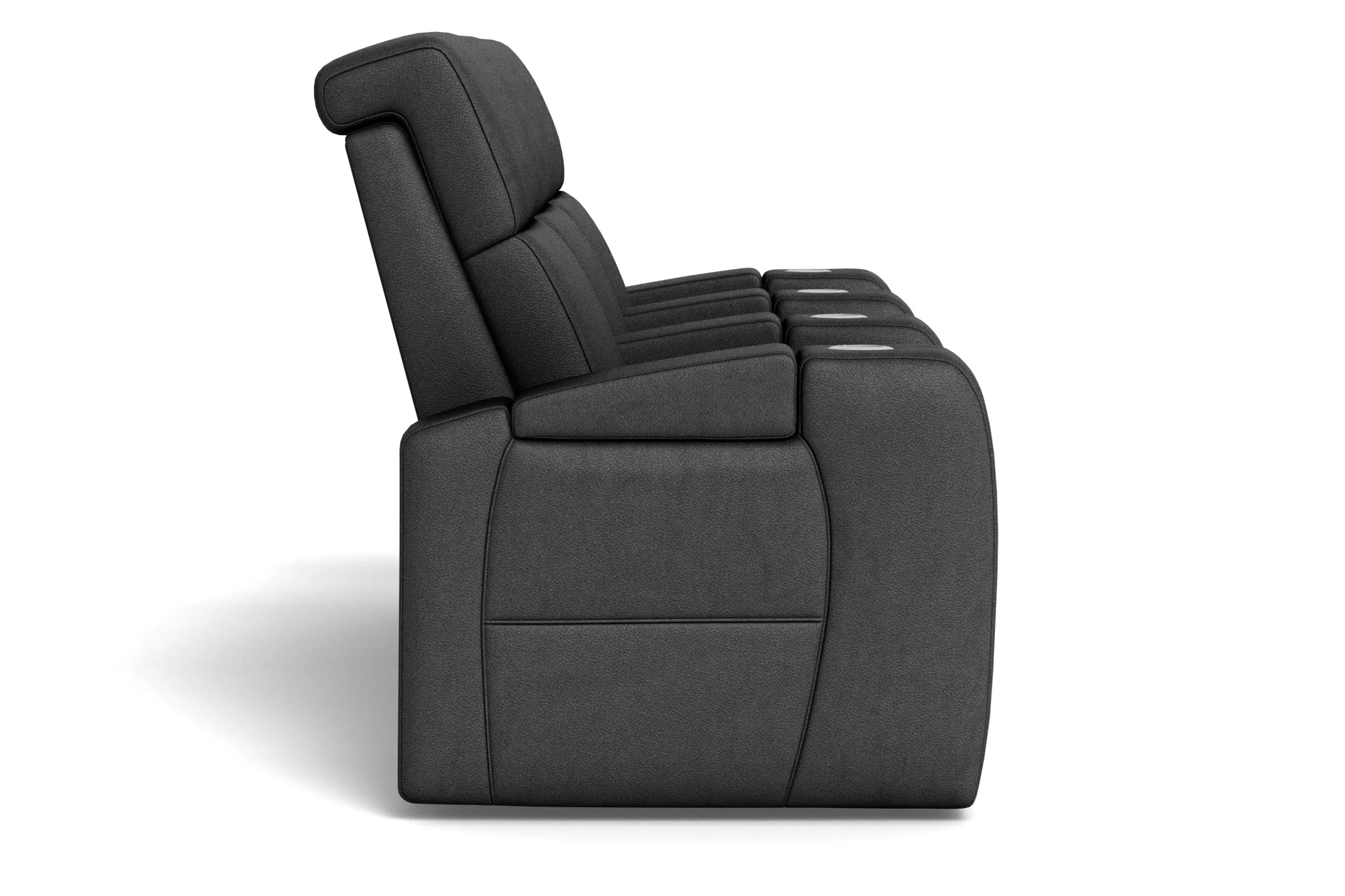 Flicks Row of 4 Power Headrest Black Leather Home Theater Seating (In Stock) 5 Flicks Row of 4 Power Headrest Black Leather Home Theater Seating (In Stock)
