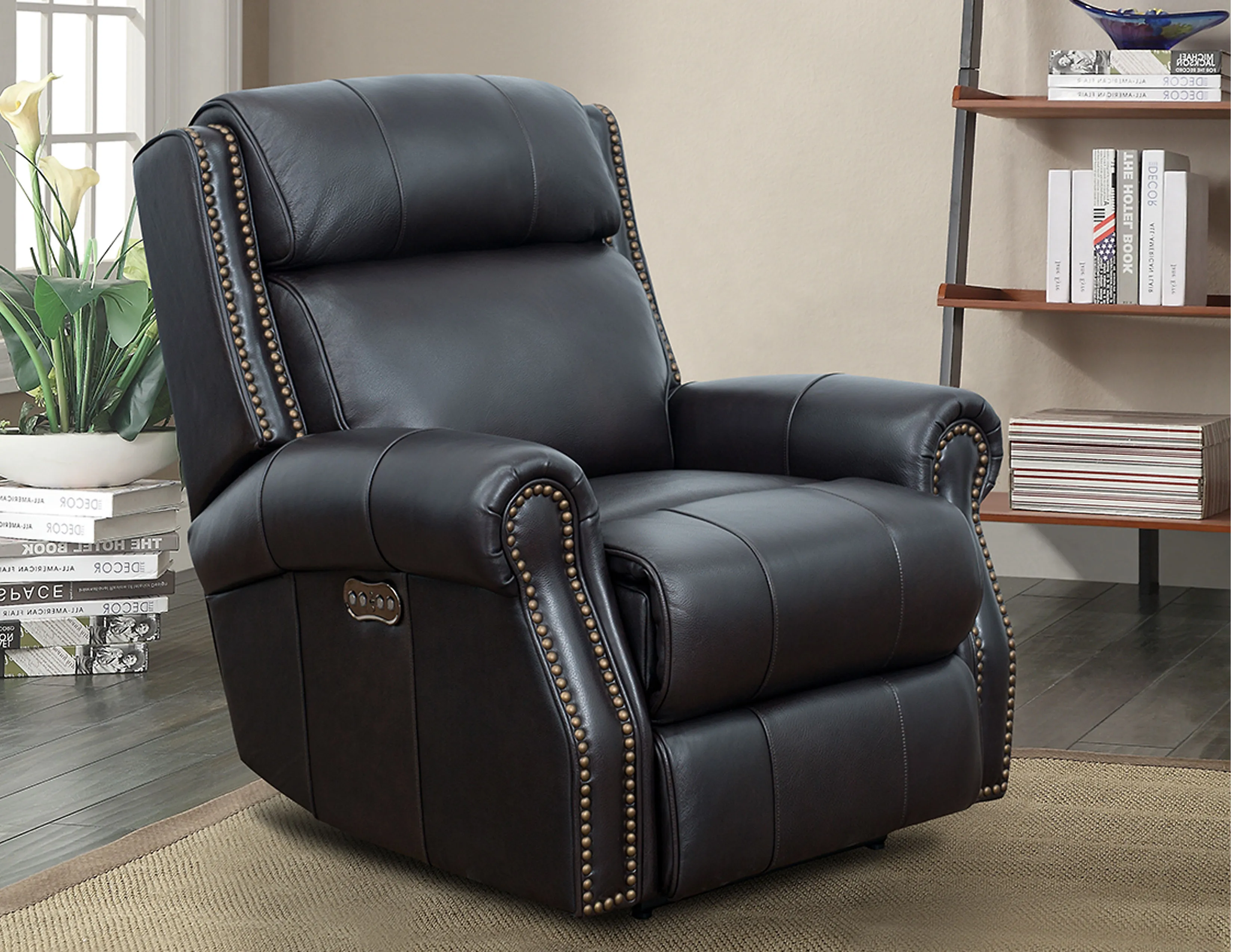 Blair Big & Tall Leather Power Headrest Power Recliner (Walnut) In stock 5 Blair Big & Tall Leather Power Headrest Power Recliner (Walnut) In stock